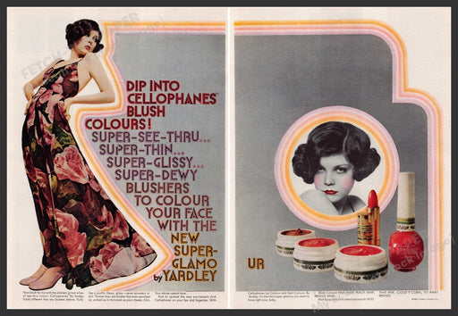 Yardley Cellophanes Cosmetics 1960s Print Advertisement Ad (2 pages) 1969 Fetch the Paper!