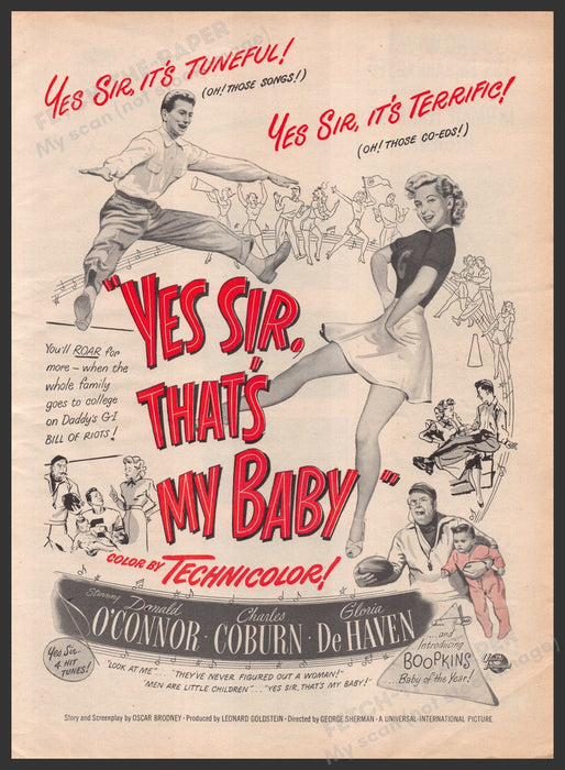 "Yes Sir, That's My Baby" Movie Release 1940s Print Advertisement Ad 1949 Fetch-the-Paper