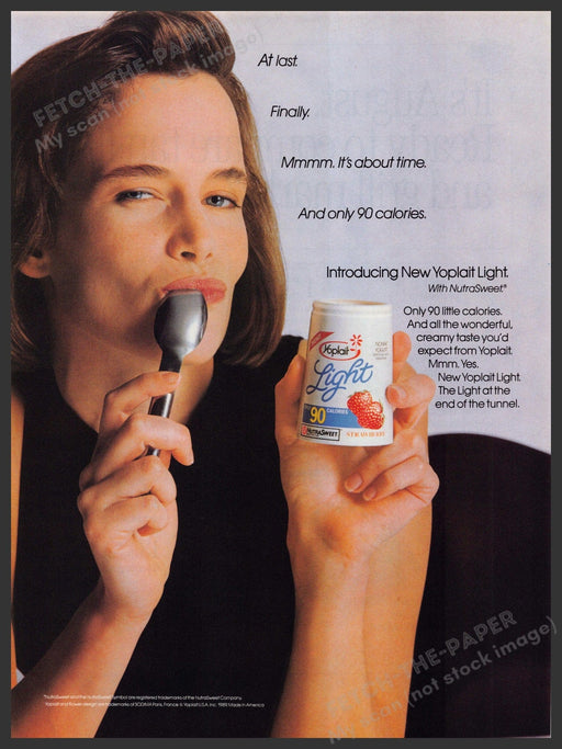 Yoplait Light 1980s Print Advertisement Ad 1989 Nutrasweet Yogurt Yoplait