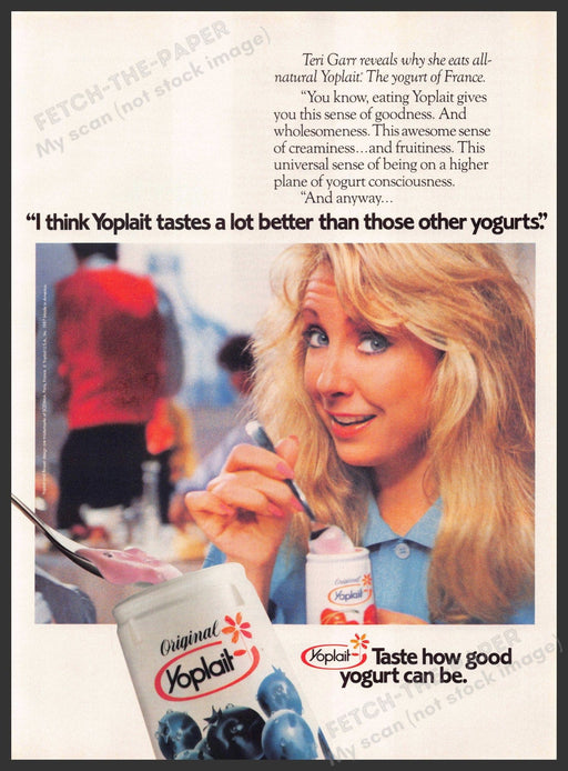 Yoplait Yogurt Teri Garr 1980s Print Advertisement 1987 Fetch-the-Paper