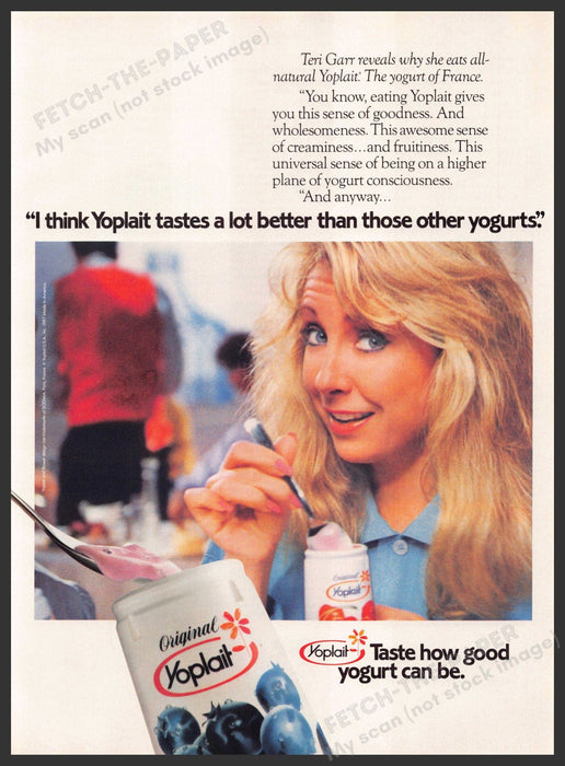 Yoplait Yogurt Teri Garr 1980s Print Advertisement 1987 Fetch-the-Paper