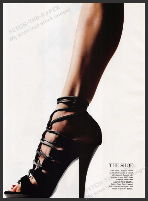 Yves Saint Laurent 2000s Print Advertisement 2002 Leg "The Shoe" Fetch-the-Paper