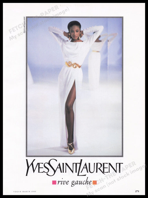 Yves Saint Laurent Clothing 1980s Print Advertisement Ad 1989 Legs Rive Gauche Fetch the Paper!