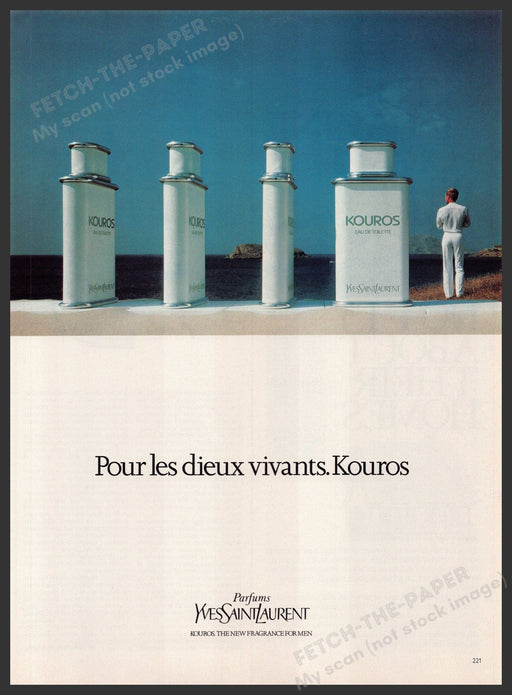 Yves Saint Laurent Kouros Cologne 1980s Print Advertisement Ad 1981 Fetch-the-Paper