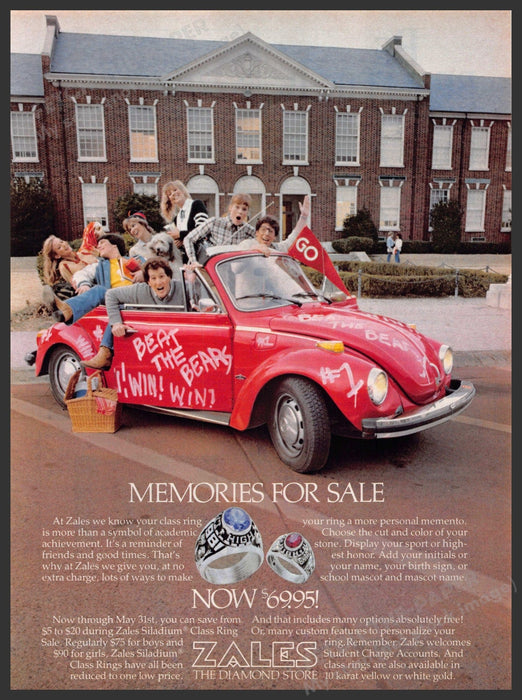 Zales Class Ring 1980s Print Advertisement 1981 Volkswagen Beetle Convertible Zales