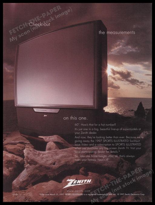 Zenith T.V. Promotional 1990s Print Advertisement Ad 1997 Fetch the Paper!