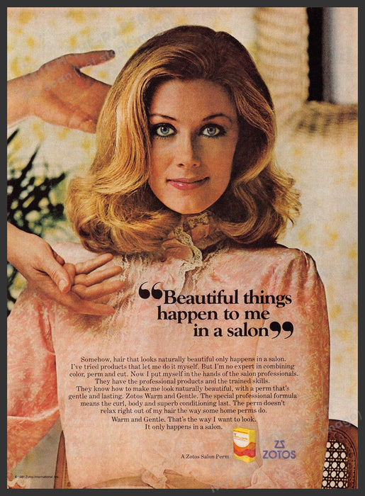 Zotos 1980s Magazine Print Advertisement 1981 Perm Salon Beautiful Fetch-the-Paper