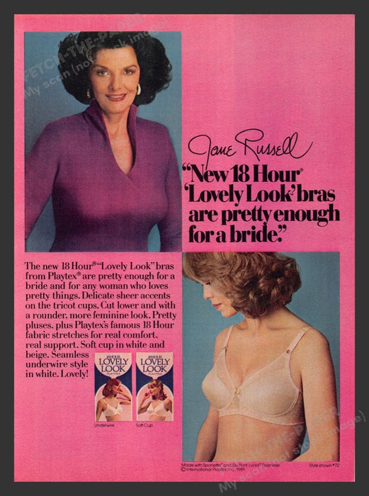 198118 Hour Lovely Look Bras Jane Russell Print Advertisement Ad