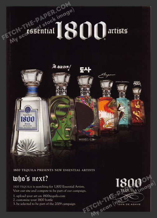 2008 Print Advertisement 1800 Tequila Essential Artist Design Alcohol Ad.