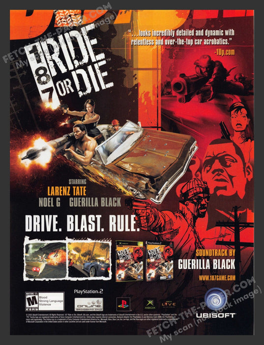 2005 Print Advertisement 187 Ride or Die Video Game Ad.