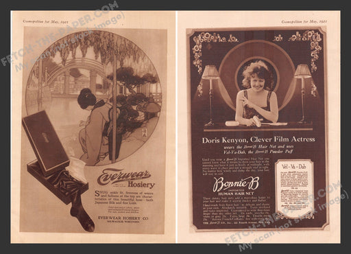 1921 Print Advertisements Front / Back Everwear Men's Hosiery & Bonnie-B Ad.