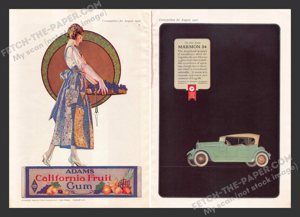 1920 Print Advertisements Adams Fruit Gum & Nordyke & Marmon Company Ad.