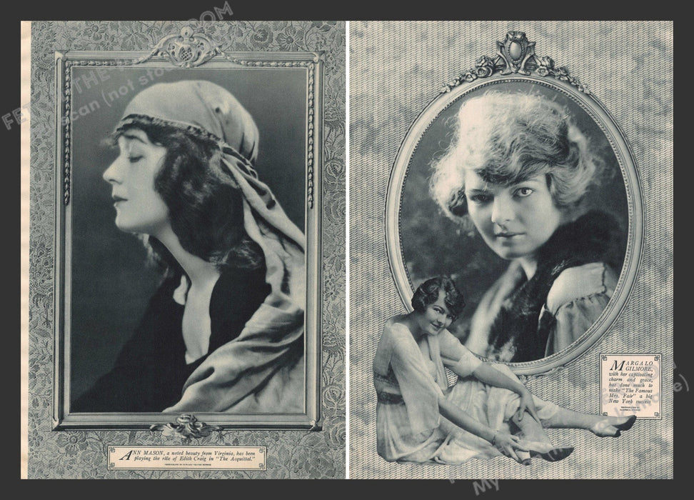 1920 Print Advertisements Ann Mason & Margalo Gilmore Performers Ad.