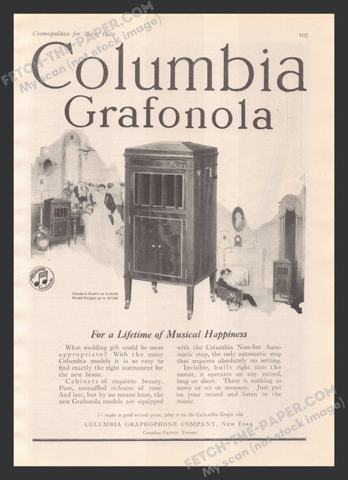 1920 Print Advertisement Columbia Graphophone Company Ad.