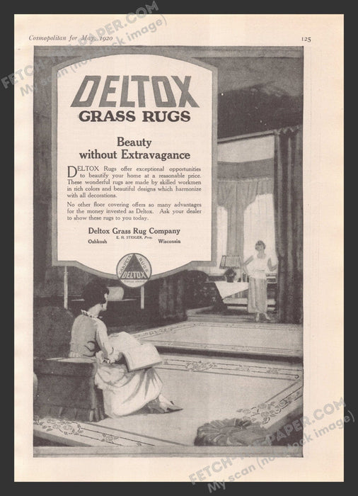 1920 Print Advertisement Deltox Grass Rug Company Household Ad.