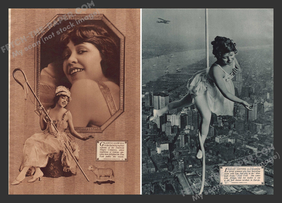 1920 Print Advertisements Gladys Caldwell & Lillian Leitzel Performers Ad.