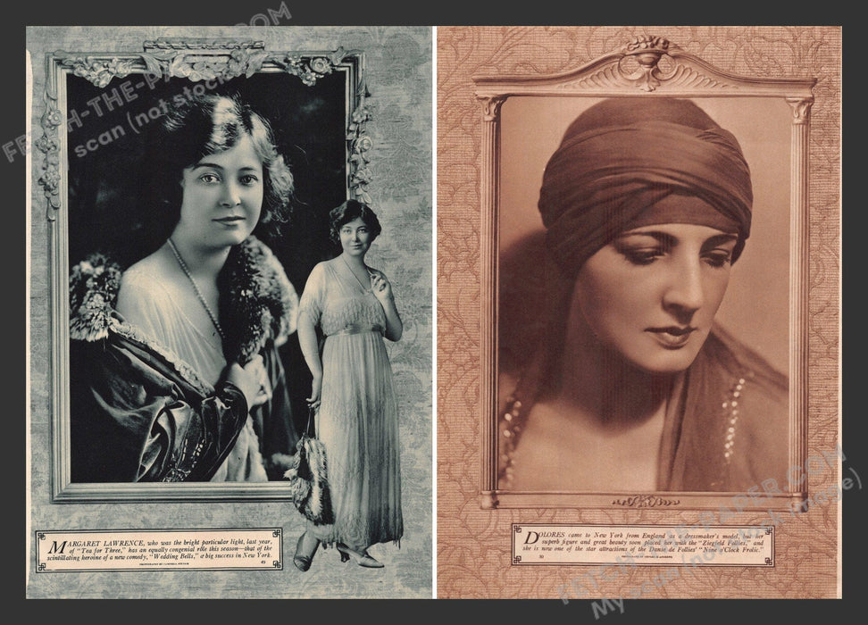 1920 Print Advertisements Margaret Lawrence & Dolores Performers Ad.