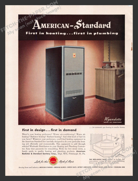 1949 Print Advertisement American-Standard Wyandotte Air Conditioner Appliance.