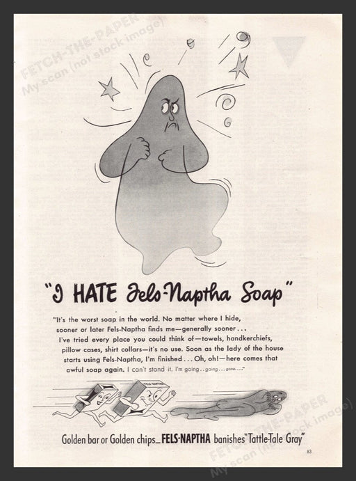 1948 Fels-Naptha Soap "Tattle-Tale Gray" Print Advertisement Ad