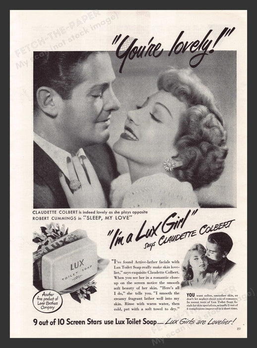 1948 Lux Toilet Soap "Sleep My Love" Movie Print Advertisement Ad