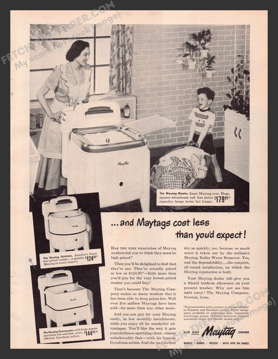 1949 Print Advertisement Maytag Master Chieftan Commander Appliance Ad.
