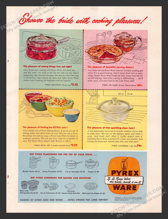 1949 Print Advertisement Pyrex Ware Glass Bowls Kitchenware Ad.