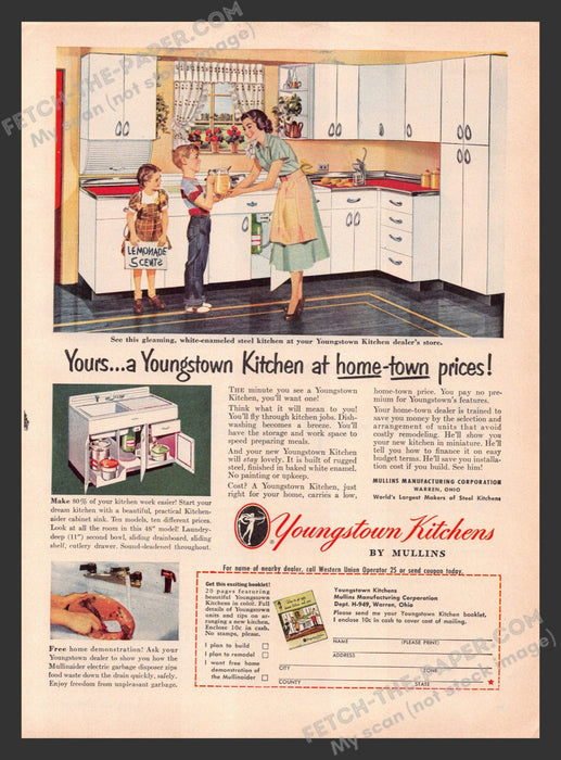 1949 Print Advertisement Youngstown Kitchens by Mullins Enamel Household Ad.