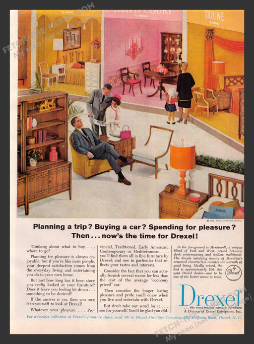1965 Print Advertisement Drexel Living Room Furniture Ad.