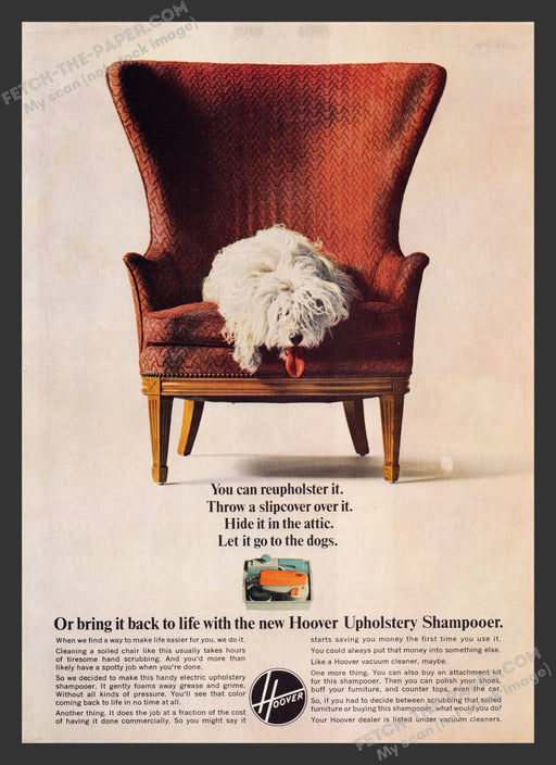 1965 Print Advertisement Hoover Household Shampooer White Komondor Dog Ad.