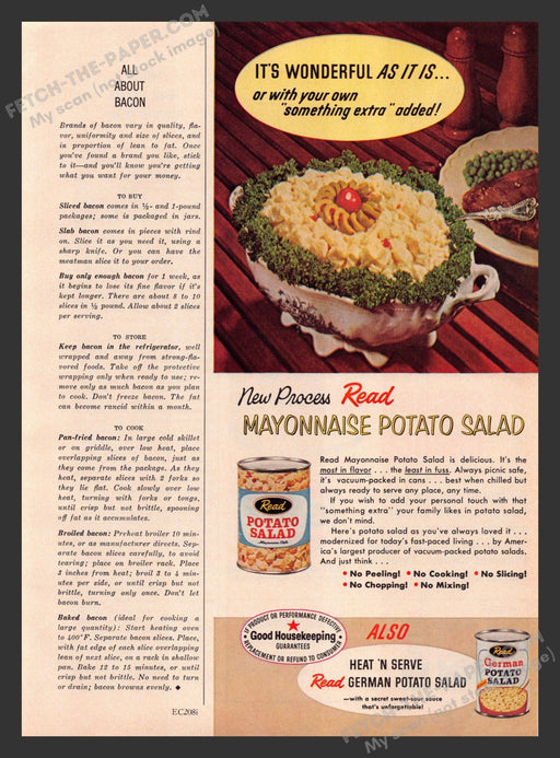 1965 Print Advertisement Read Canned German Potato Salad Food Ad.