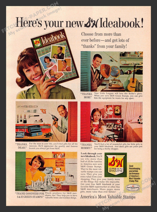 1965 Print Advertisement S & H Green Stamps Ideabook Product Ad.