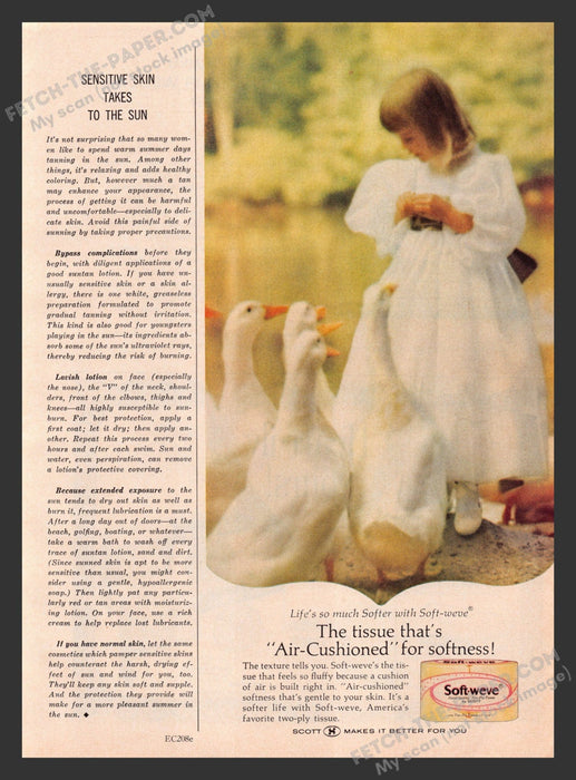 1965 Print Advertisement Soft-weve by Scott Toilet Paper Geese Product Ad.