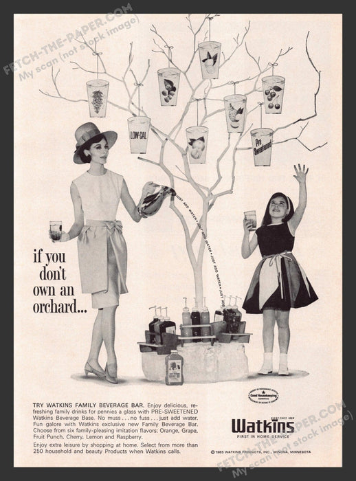1965 Print Advertisement Watkins Family Beverage Bar Ad.