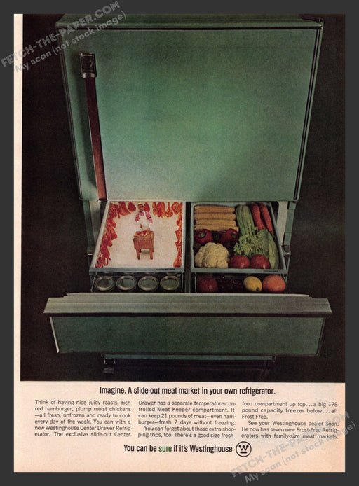 1965 Print Advertisement Westinghouse Meat Market Appliance Ad.