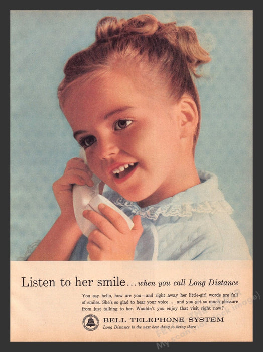 1963 Bell Telephone System Long Distance Little Girl Print Advertisement Ad