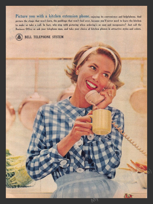 1963 Bell Telephone System Wife Kitchen Phone Print Advertisement Ad