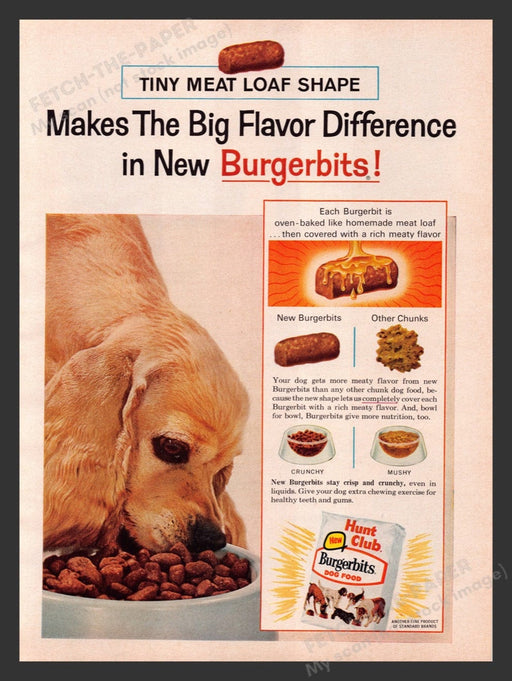 1963 Hunt Club Burgerbits Dog Food Cocker Spaniel Print Advertisement Ad
