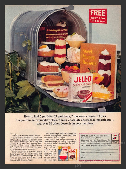 1963 Jell-O Dream Whip Free Mailbox Recipe Book Print Advertisement Ad