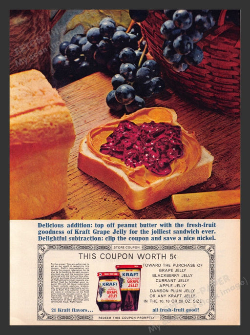 1963 Kraft Grape Jelly Coupon Sandwich Print Advertisement Ad
