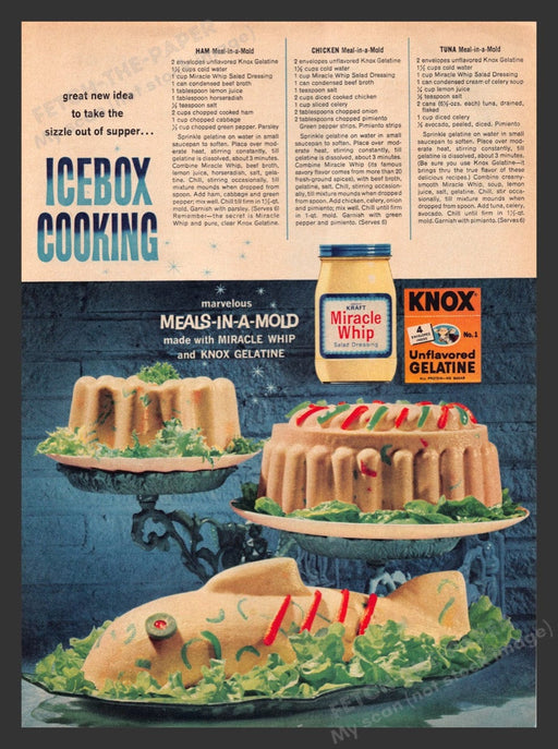 1963 Kraft Miracle Whip & Knox Gelatin Recipes Print Advertisement Ad