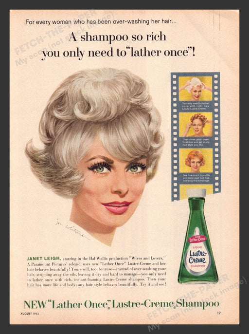 1963 Lustre-Creme Shampoo Janet Leigh Print Advertisement