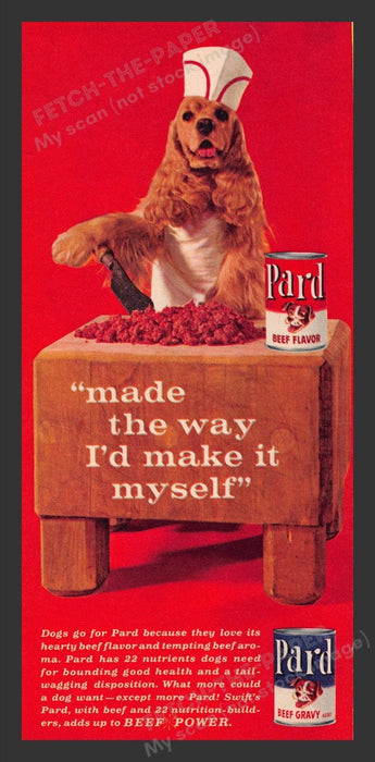 1963 Pard Beef Flavor Dog Food Cocker Spaniel Chef Print Advertisement Ad