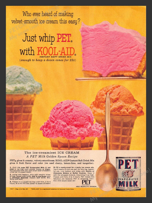 1963 PET Evaporated Milk Ice Cream Recipe Print Advertisement Ad