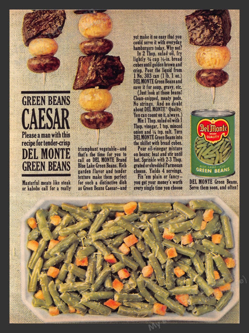 1964 Del Monte Blue Lake "Green Beans Caesar" Recipe Print Advertisement Ad