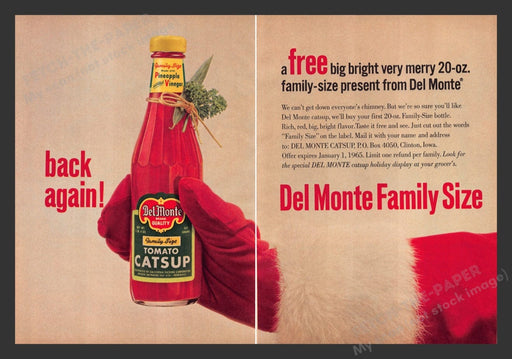 1964 Del Monte Catsup Santa's Arm Print Advertisement (2 Pages)
