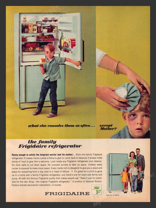 1964 Frigidaire Refrigerator Black Eyed Boy Print Advertisement Ad