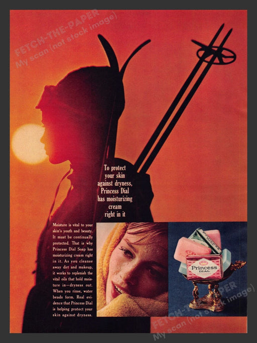 1964 Princess Dial Soap Snow Skiier Print Advertisement Ad