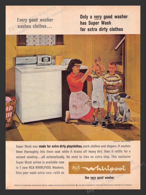 1964 RCA Whirlpool Super Wash Washing Machine Print Advertisement Ad