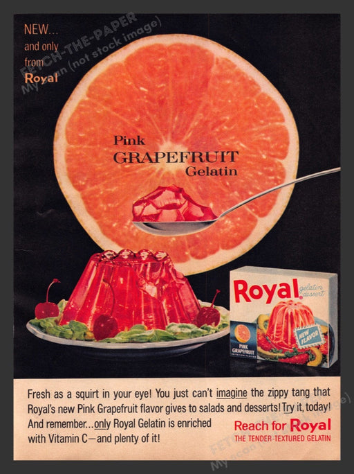 1964 Royal Gelatin Dessert Pink Grapefruit Print Advertisement Ad