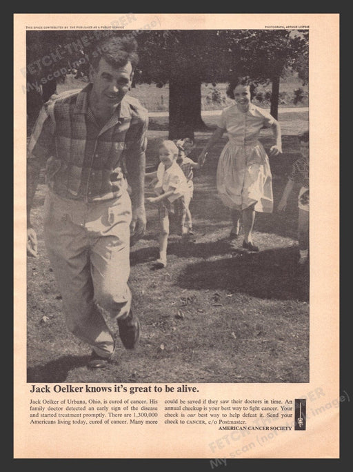1965 American Cancer Society Jack Oelker Print Advertisement Ad
